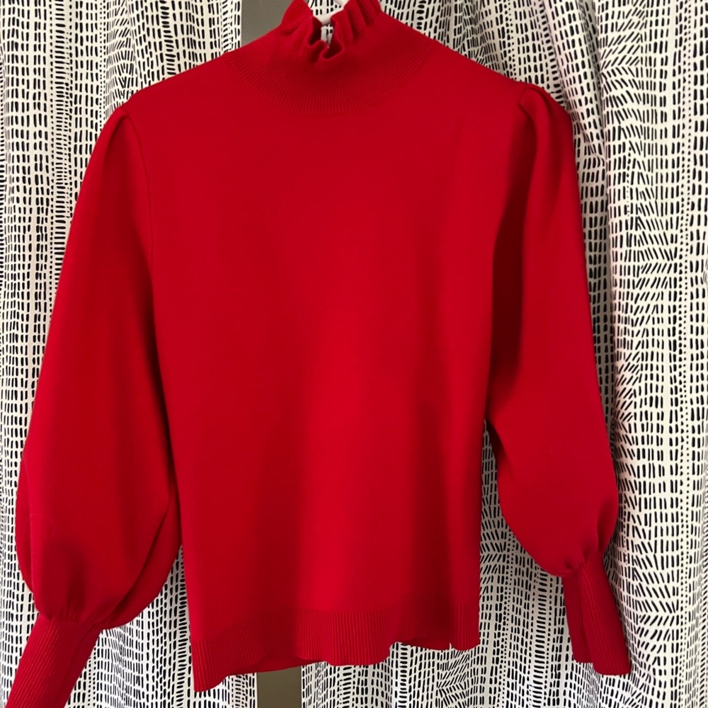 Hyacinth House Red Ruffle Collar Raley Sweater
